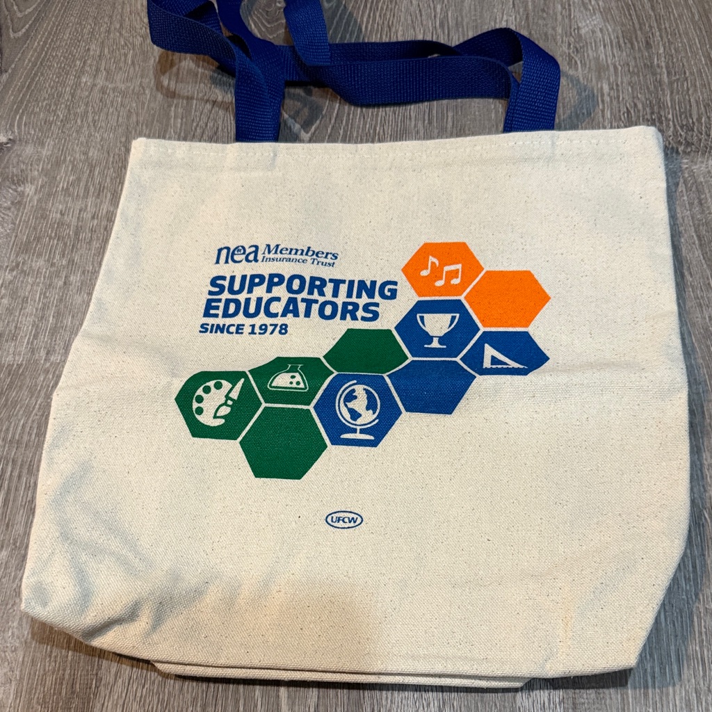 Nea Canvas Tote Bag With Blue Handles